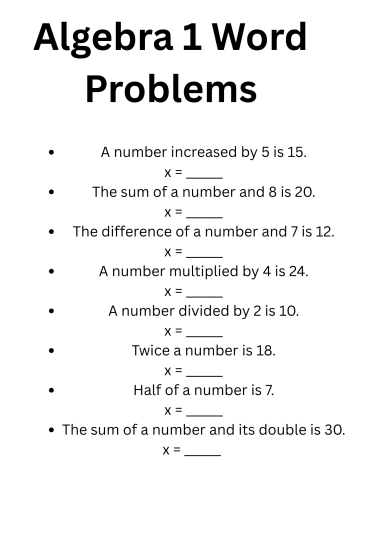 Algebra 1 Word Problems for Beginners: Step-by-Step Solutions & Practice